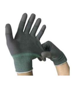 Găng tay sợi Polyester phủ PU đầu ngón màu xám